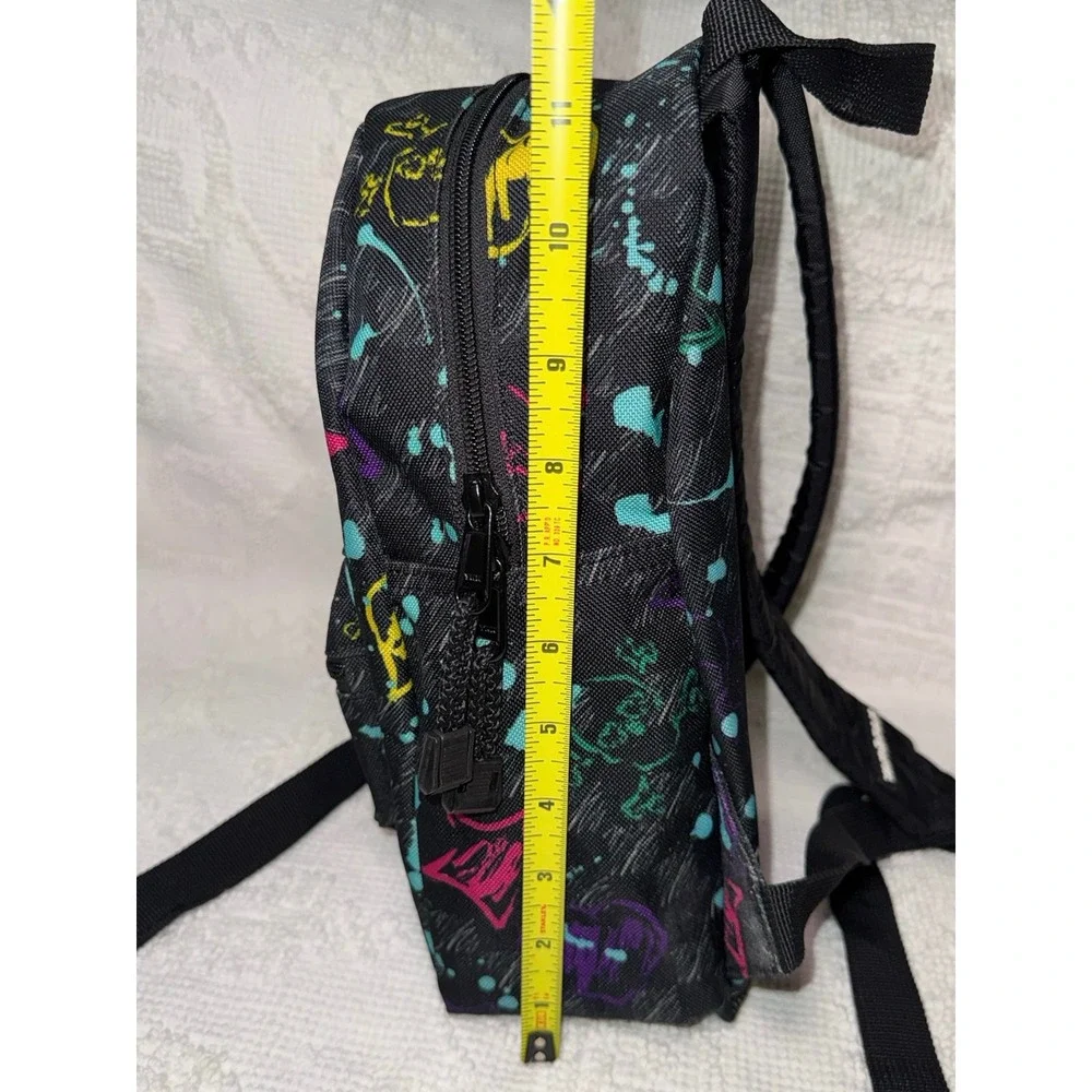 Yak‎ Pak Mini Backpack Graffiti Skull Print Black Neon Small Daypack Streetwear
